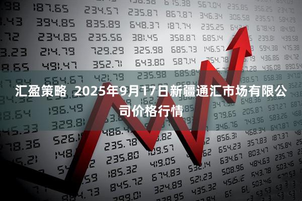 汇盈策略  2025年9月17日新疆通汇市场有限公司价格行情