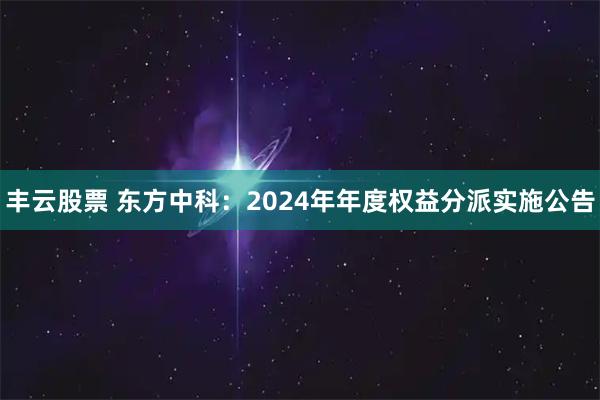 丰云股票 东方中科：2024年年度权益分派实施公告